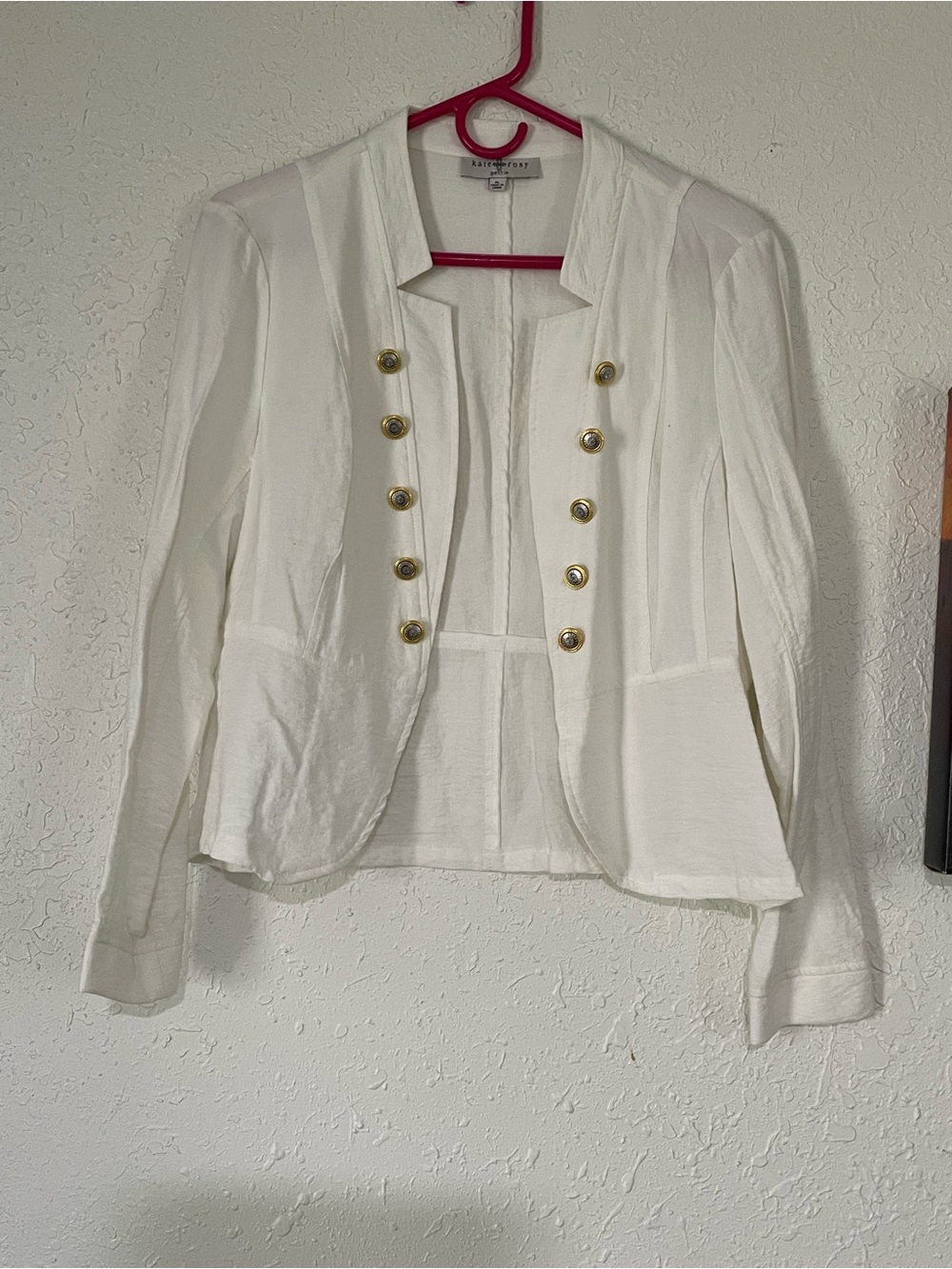 Karen Kane White Military-Style Double-Breasted Blazer